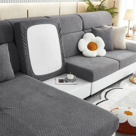 Jacquard Twill Sofa Slipcover - Elastic Furniture Protector