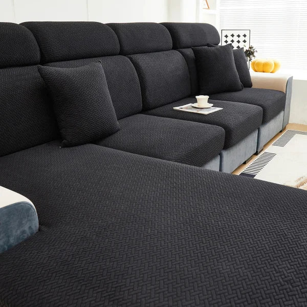 Jacquard Twill Sofa Slipcover - Elastic Furniture Protector - Color 14 / 1pc back cover