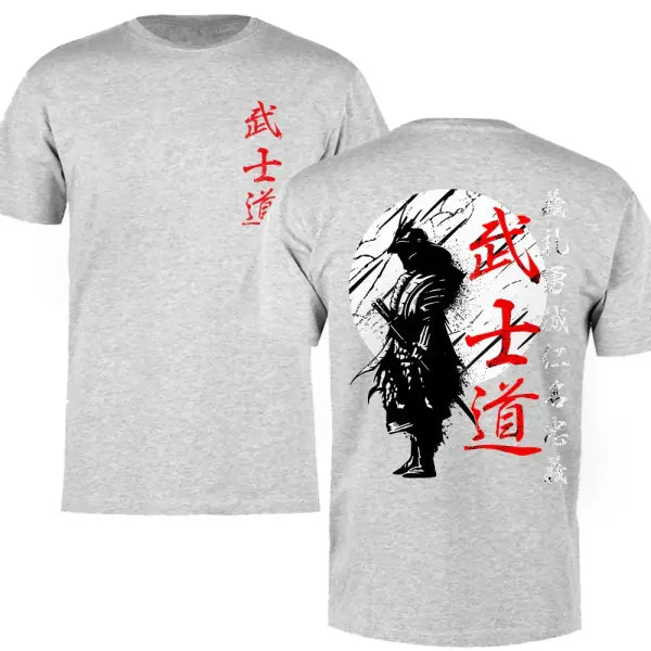 Japan Samurai Spirit T Shirts For Men Japanese Style Back Print Loose Oversized 100% Cotton Tops T-shirt Bushido Male