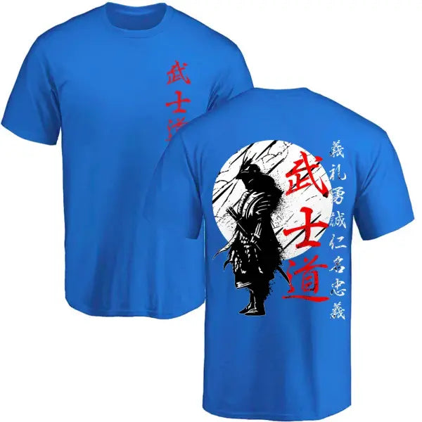 Japan Samurai Spirit T Shirts For Men Japanese Style Back Print Loose Oversized 100% Cotton Tops T-shirt Bushido Male