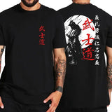 Japan Samurai Spirit T Shirts For Men Japanese Style Back Print Loose Oversized 100% Cotton Tops T-shirt Bushido Male