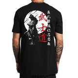 Japan Samurai Spirit T Shirts For Men Japanese Style Back Print Loose Oversized 100% Cotton Tops T-shirt Bushido Male
