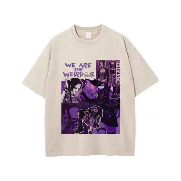 Japanese Anime Nana Osaki Print Vintage Washed Tshirt Harajuku Streetwear Graphic T-Shirt Summer Short Sleeve Cotton