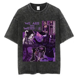 Japanese Anime Nana Osaki Print Vintage Washed Tshirt Harajuku Streetwear Graphic T-Shirt Summer Short Sleeve Cotton