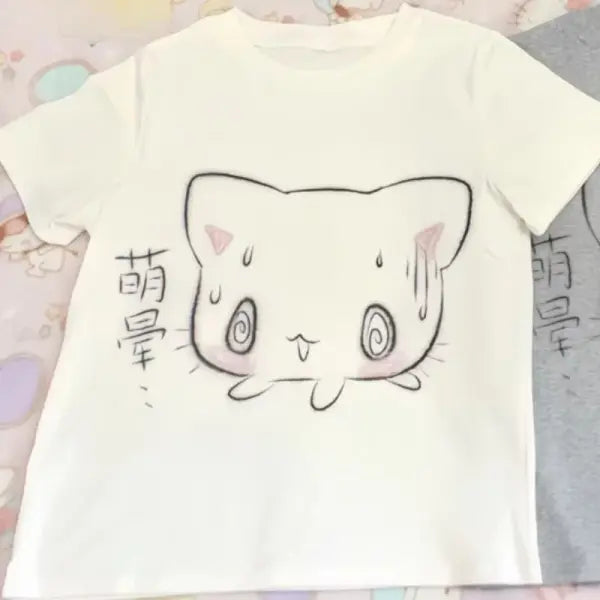 Oversized Y2K Anime Graphic T-Shirt - Cute Harajuku Aesthetic Women’s Tee - DM1557-white / XXXL