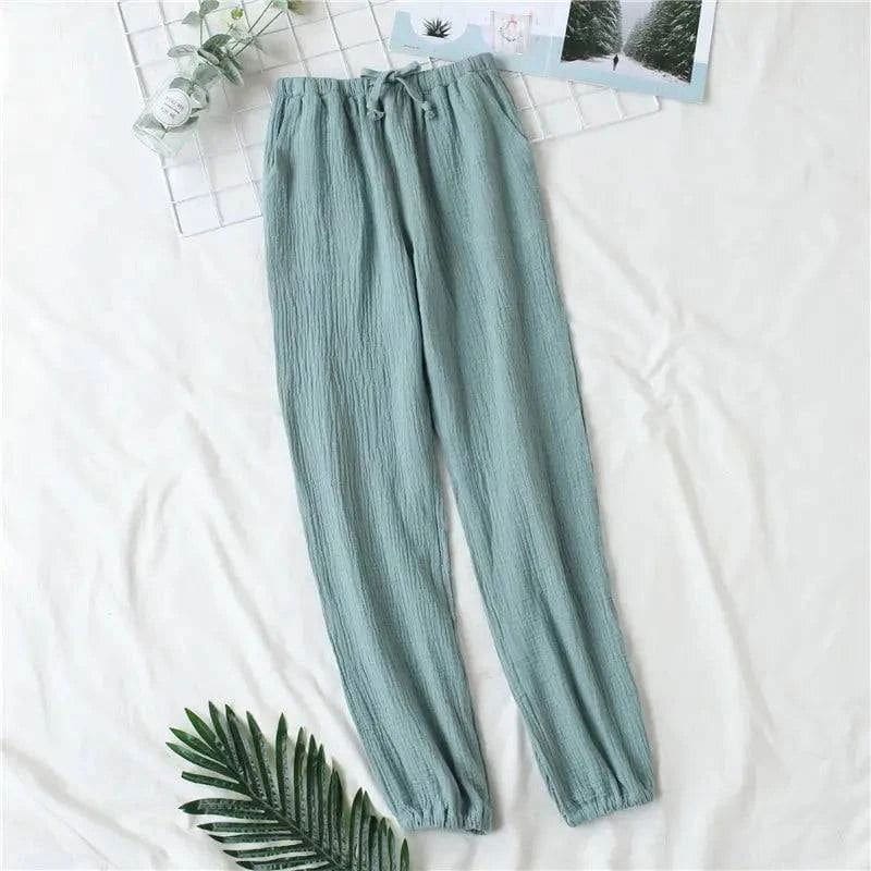 Japanese Pajamas - Soft Cotton Spring Autumn Pajamas for Comfort - Lady Green / XL