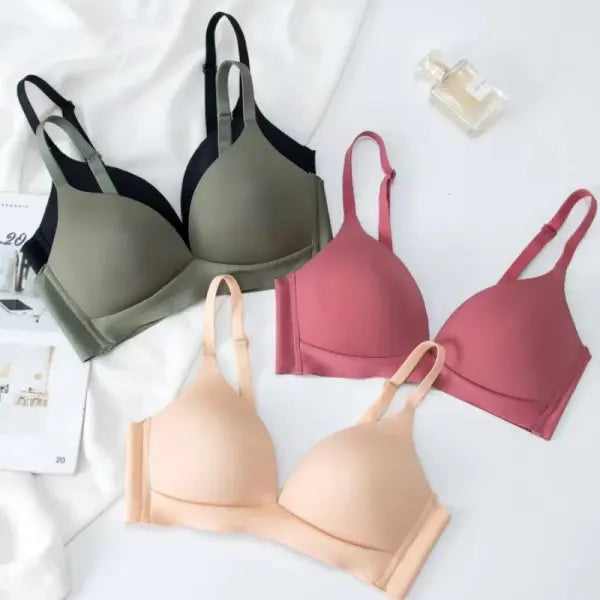 Japanese Style Seamless Push Up Bra Comfort Wireless Underwear Women’s No Steel Ring Bralette 3/4 Cup Glossy Bra Female