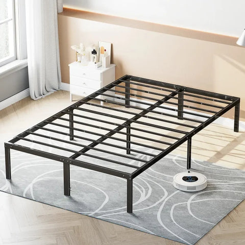 JHK Metal Platform Bed Frame – Twin Full Queen King Size with Storage - black / FULL / GERMANY