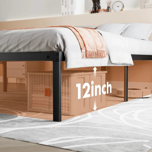 JHK Metal Platform Bed Frame – Twin Full Queen King Size with Storage