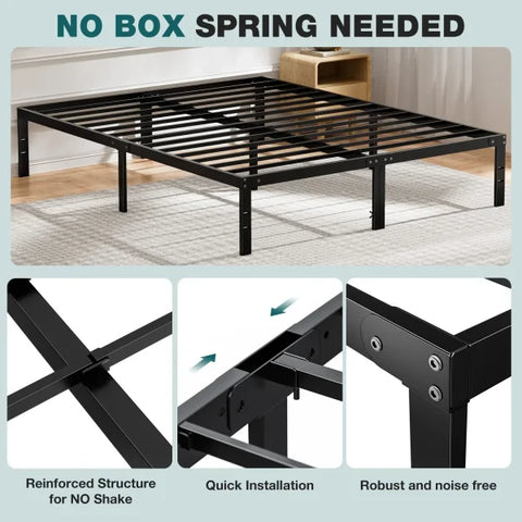JHK Metal Platform Bed Frame – Twin Full Queen King Size with Storage