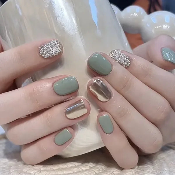 JIASHIXUAN Fake Nails Press On Set with 24 Seamless Acrylic Nail Tips - Himpall