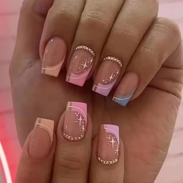JIASHIXUAN Fake Nails Press On Set with 24 Seamless Acrylic Nail Tips - Himpall