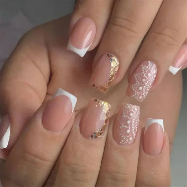 JIASHIXUAN Fake Nails Press On Set with 24 Seamless Acrylic Nail Tips - Himpall