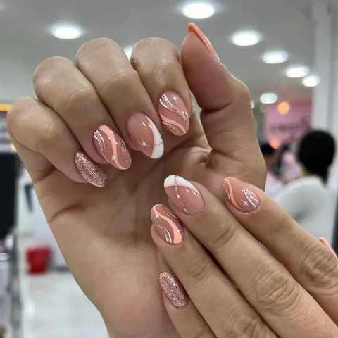 JIASHIXUAN Fake Nails Press On Set with 24 Seamless Acrylic Nail Tips - Himpall
