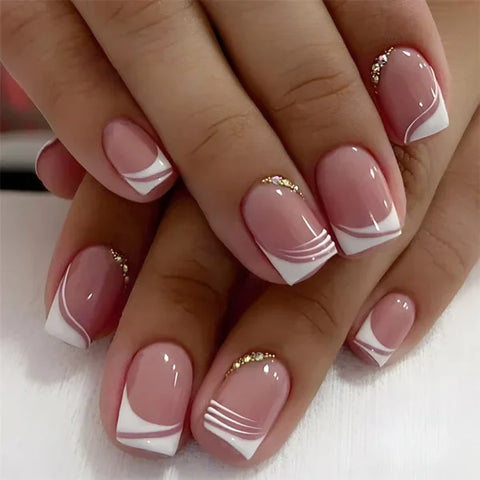 JIASHIXUAN Fake Nails Press On Set with 24 Seamless Acrylic Nail Tips - Himpall