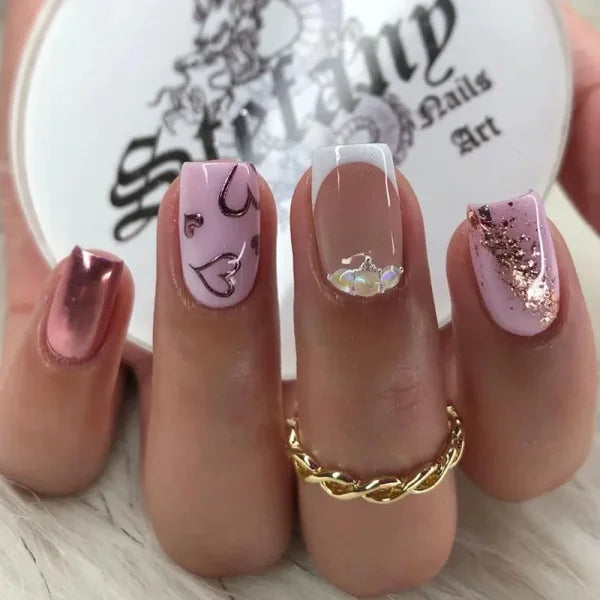 JIASHIXUAN Fake Nails Press On Set with 24 Seamless Acrylic Nail Tips - Himpall