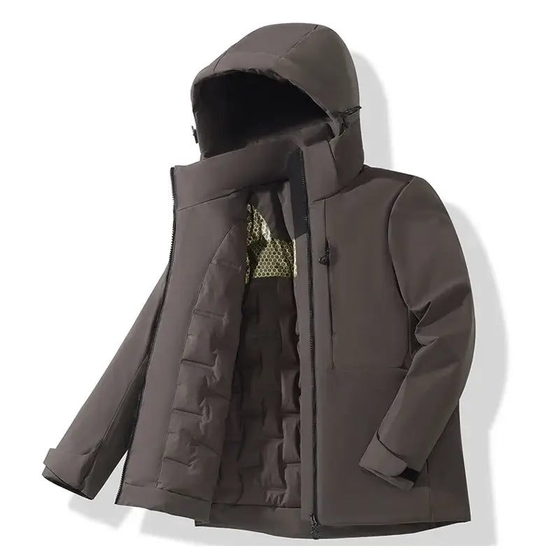 JNLN Unisex Waterproof Fleece Jacket Windproof Thermal Hiking - Unisex Brown / XXXL / China Mainland