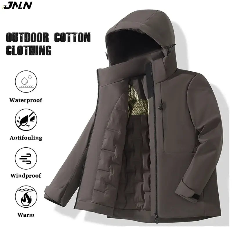 JNLN Unisex Waterproof Fleece Jacket Windproof Thermal Hiking