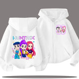 K-pop Demon Hunters Hooded Coat for Child Anime Huntrix Rumi Zoey Cartoon Fashion Zip Jacket Boy Girl Cute Top Kids
