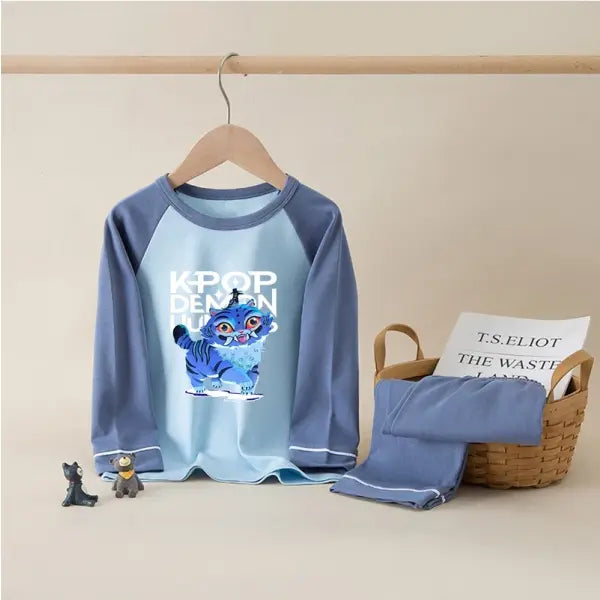 Cartoon Sleepwear Pajamas Set Cotton Kids Autumn Long Sleeve - 012 / 5Y (120cm)