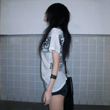 Y2K Sheer Tattoo Print T-Shirt - Grunge Harajuku Aesthetic Mesh Crop Top