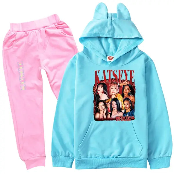 KATSEYE Kpop Clothes Kids Tracksuit Cotton – Stylish Outfits - COLOR 19 / 160(Kids 12-14Years)