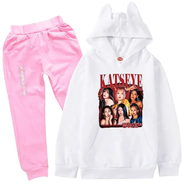 KATSEYE Kpop Clothes Kids Tracksuit Cotton – Stylish Outfits - COLRO 21 / 160(Kids 12-14Years)