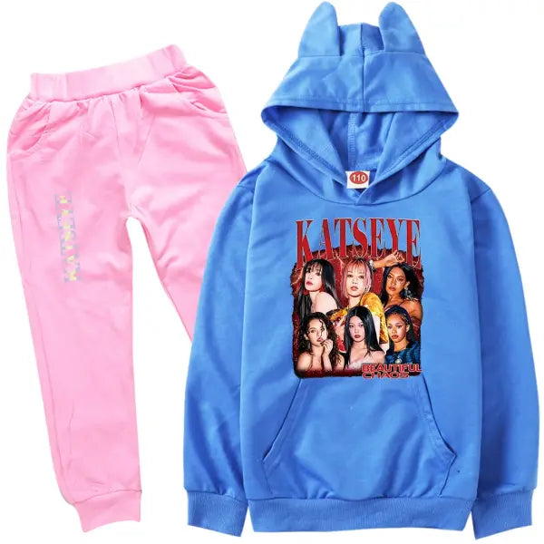 KATSEYE Kpop Clothes Kids Tracksuit Cotton – Stylish Outfits - COLOR 18 / 160(Kids 12-14Years)