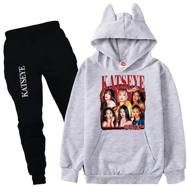 KATSEYE Kpop Clothes Kids Tracksuit Cotton – Stylish Outfits - COLRO 10 / 160(Kids 12-14Years)