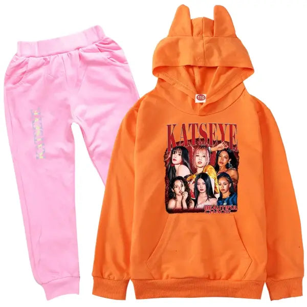 KATSEYE Kpop Clothes Kids Tracksuit Cotton – Stylish Outfits - COLRO 15 / 160(Kids 12-14Years)