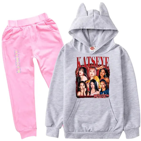 KATSEYE Kpop Clothes Kids Tracksuit Cotton – Stylish Outfits - COLRO 22 / 160(Kids 12-14Years)