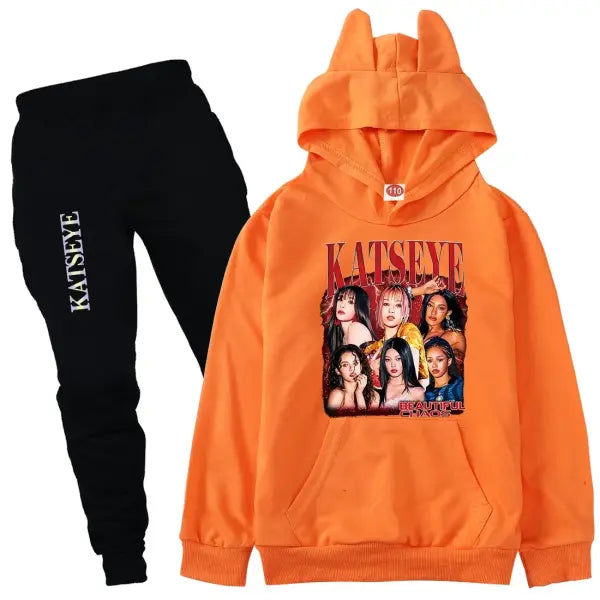 KATSEYE Kpop Clothes Kids Tracksuit Cotton – Stylish Outfits - COLRO 3 / 160(Kids 12-14Years)