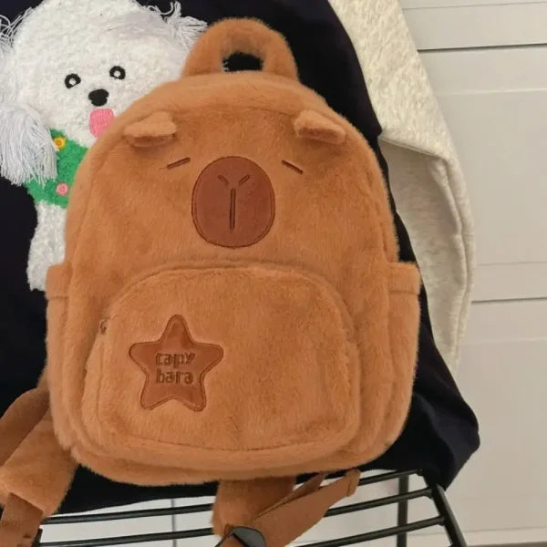 Kawaii Capybara Plush Backpack - Versatile Cartoon Crossbody Tote Bag - Himpall