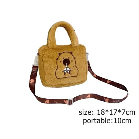 Kawaii Capybara Plush Backpack - Versatile Cartoon Crossbody Tote Bag - Himpall