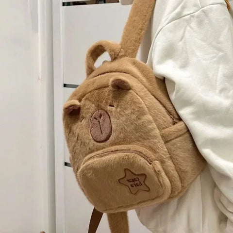 Kawaii Capybara Plush Backpack - Versatile Cartoon Crossbody Tote Bag - Himpall