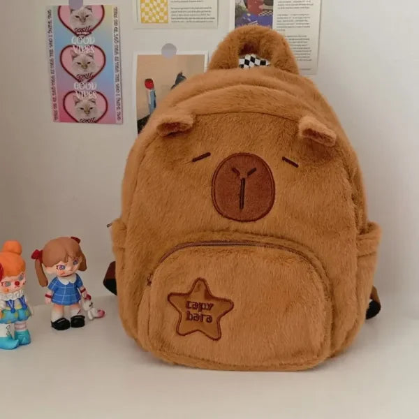 Kawaii Capybara Plush Backpack - Versatile Cartoon Crossbody Tote Bag - Himpall