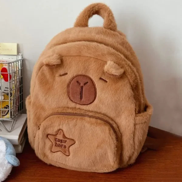 Kawaii Capybara Plush Backpack - Versatile Cartoon Crossbody Tote Bag - Himpall