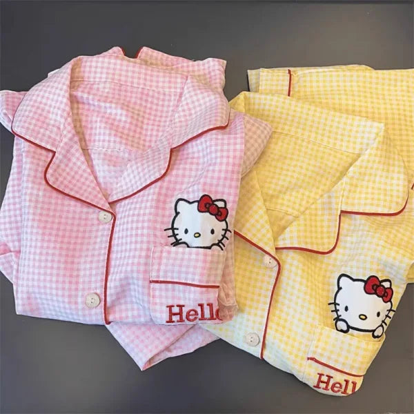 Kawaii Hello Kitty Kuromi Short Pajamas Set - Cartoon Sleepwear for Girls