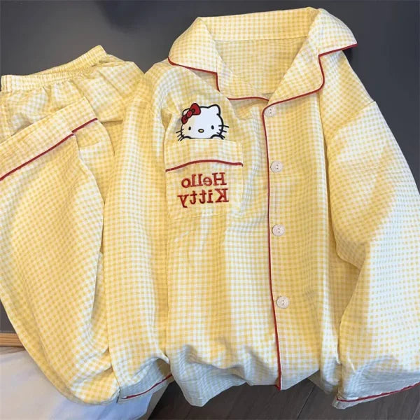 Kawaii Hello Kitty Kuromi Short Pajamas Set - Cartoon Sleepwear for Girls