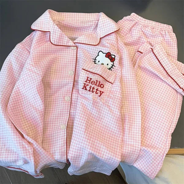 Kawaii Hello Kitty Kuromi Short Pajamas Set - Cartoon Sleepwear for Girls