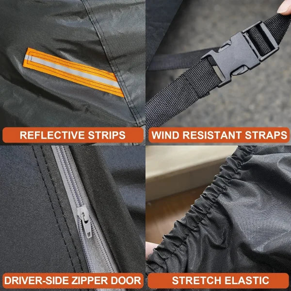 Kayme Black Heavy Duty Cotton Car Cover for All-Weather Protection - Himpall