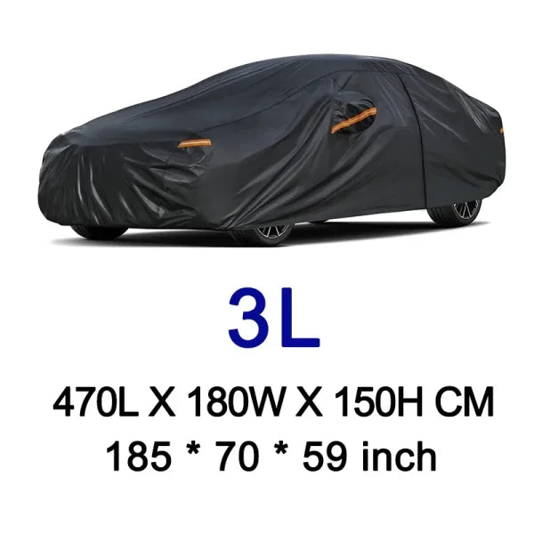 Kayme Black Heavy Duty Cotton Car Cover for All-Weather Protection - Himpall