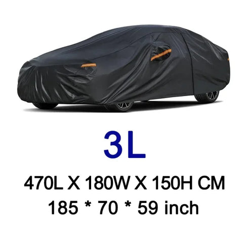 Kayme Black Heavy Duty Cotton Car Cover for All-Weather Protection - Himpall