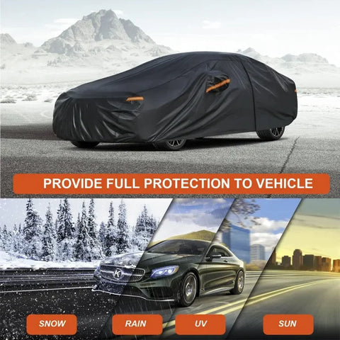 Kayme Black Heavy Duty Cotton Car Cover for All-Weather Protection - Himpall