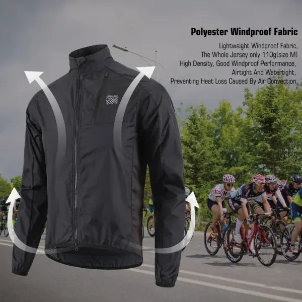 Windproof men cycling jacket Black Ultralight MTB sports