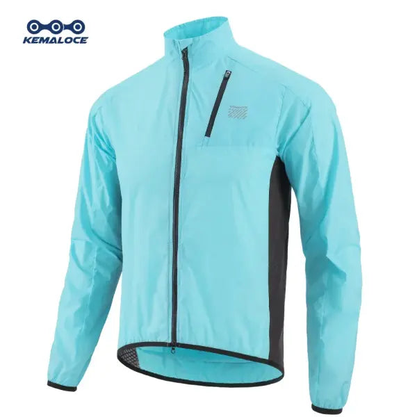 Windproof men cycling jacket Black Ultralight MTB sports - Light Blue / XS