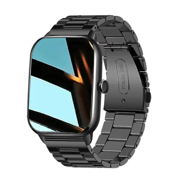 Stainless Steel Pro Max Smart Watch H9 Pro with App Download - Black Steel Strip