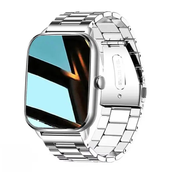 Stainless Steel Pro Max Smart Watch H9 Pro with App Download - Silver Steel Strip