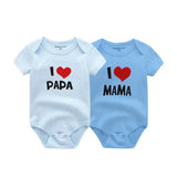Kiddiezoom 2 Pack I Love Papa Mama Baby Bodysuits 100% Cotton Soft Newborn Onesies for Boys and Girls