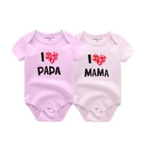 Kiddiezoom 2 Pack I Love Papa Mama Baby Bodysuits 100% Cotton Soft Newborn Onesies for Boys and Girls